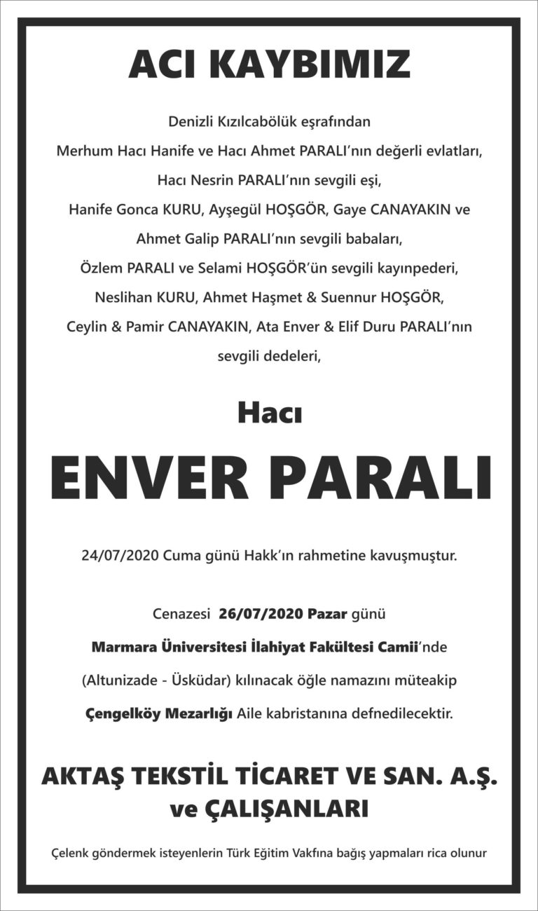 Hürriyet Vefat İlanı