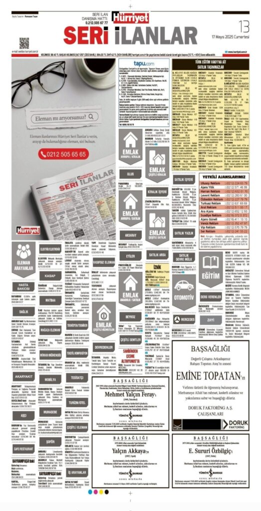 Hürriyet Vefat İlanları 17 05 2025