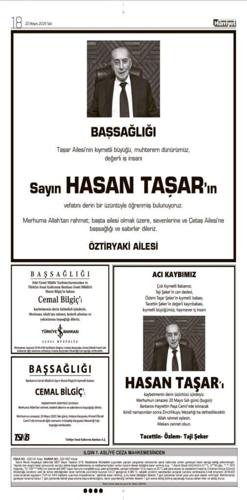 Hürriyet Vefat İlanları 20 05 2025