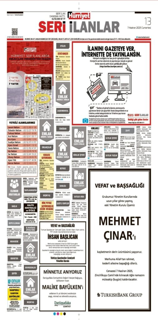 Hürriyet Vefat İlanları 07 06 2025