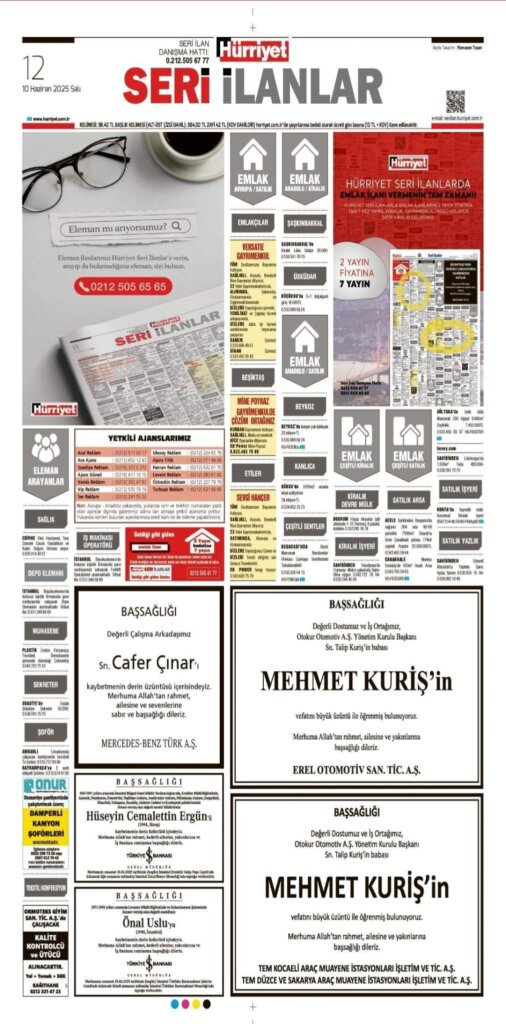 Hürriyet Vefat İlanları 10 06 2025