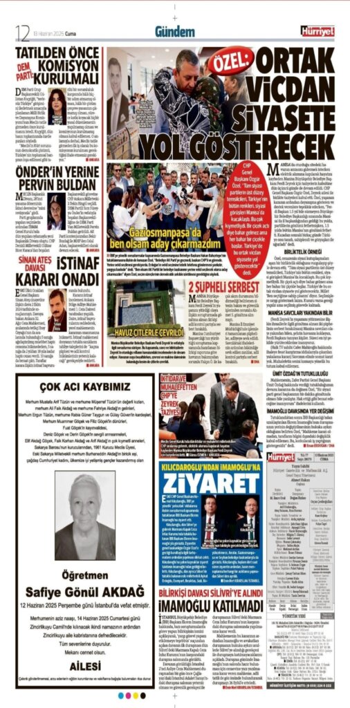 Hürriyet Vefat İlanları | 12 06 2025 Vefat İlanları