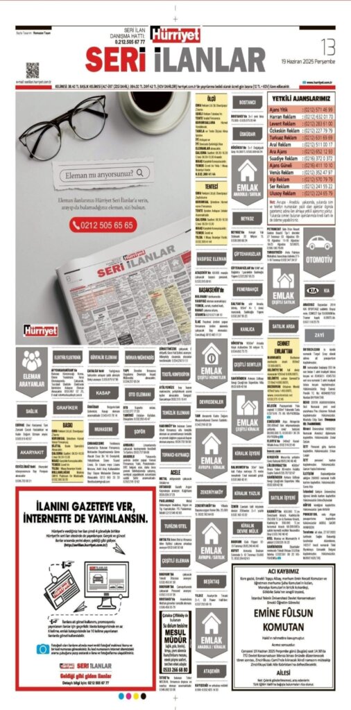 Hürriyet Vefat Ölüm Cenaze İlanları 19 06 2025