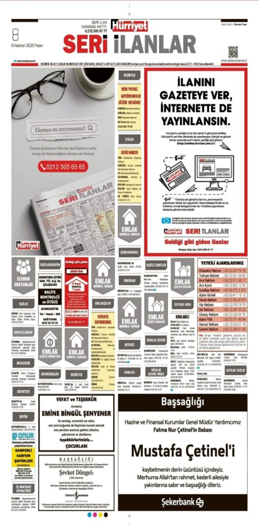 Hürriyet Vefat İlanları 08 06 2025