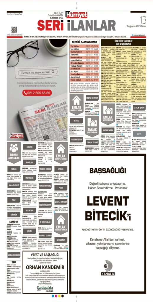 03/08/2025 Hürriyet Vefat ilanları