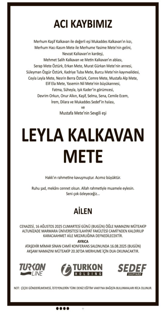 Hürriyet Vefat Teşekkür Anma ilanları 16.08.2025