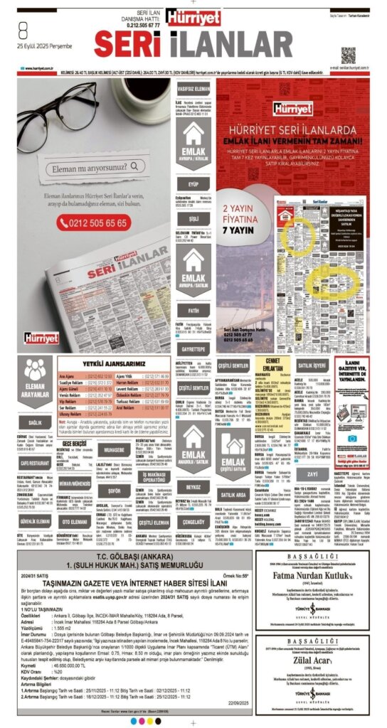 Hürriyet Vefat Teşekkür Anma | Bugünkü ilanlar 25.09.2025