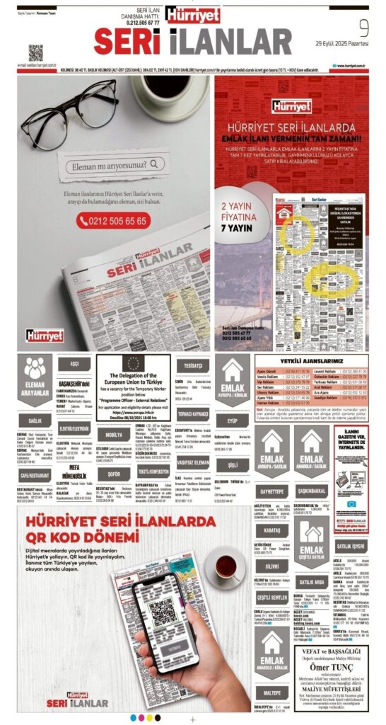 Hürriyet Vefat Teşekkür Anma | Bugünkü ilanlar 28.09.2025