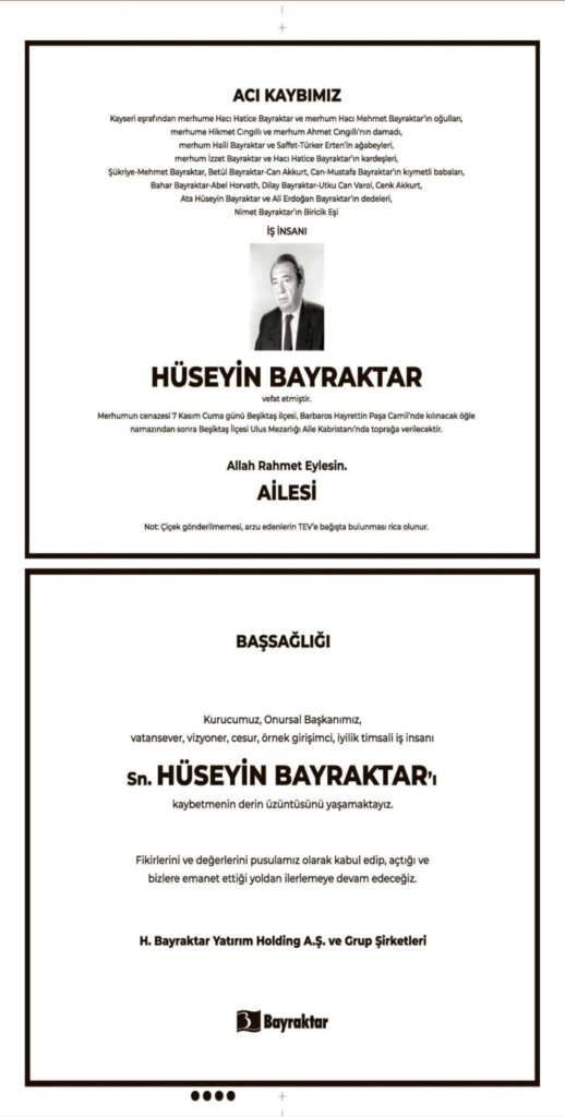 Hürriyet Bugünkü Vefat Teşekkür Anma ilanları 07.11.2025